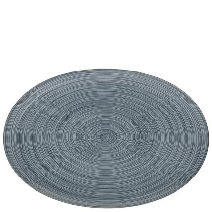 Rosenthal TAC Stripes 2.0 luxury matt porcelain platter 34 cm dark grey