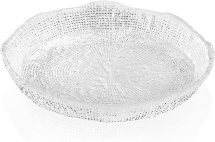 Diamanté transparent fruit bowl 32 cm luxury pressed glass centerpiece