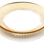 Luxury IVV Orizzonte Plate 28cm – Clear Pressed Glass with Gold Rim – Handmade in Italy