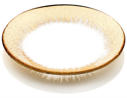Luxury IVV Orizzonte Plate 28cm – Clear Pressed Glass with Gold Rim – Handmade in Italy
