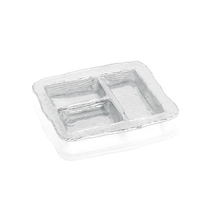 IVV All‑In‑One luxury glass plate 32×28 cm with four sections and striped design