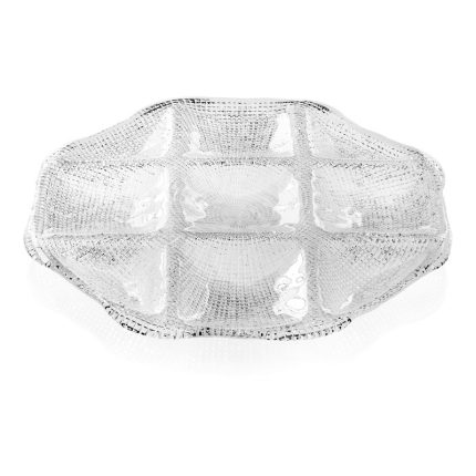 IVV Diamanté 34 cm transparent octagonal hors d’oeuvre plate – luxury clear pressed glass