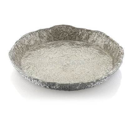 IVV Diamante Handmade Luxury Fruit Bowl in Beige and Chrome