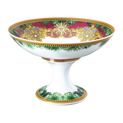 Luxury Versace Jungle Animalier bowl on foot 35 cm in multicolor porcelain