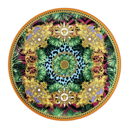 Versace Jungle Animalier Service Plate – 33 cm Round Luxury Porcelain with Multicolour Jungle Design