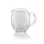 IVV luxury hand-blown multicolor clear glass pitcher with striped texture