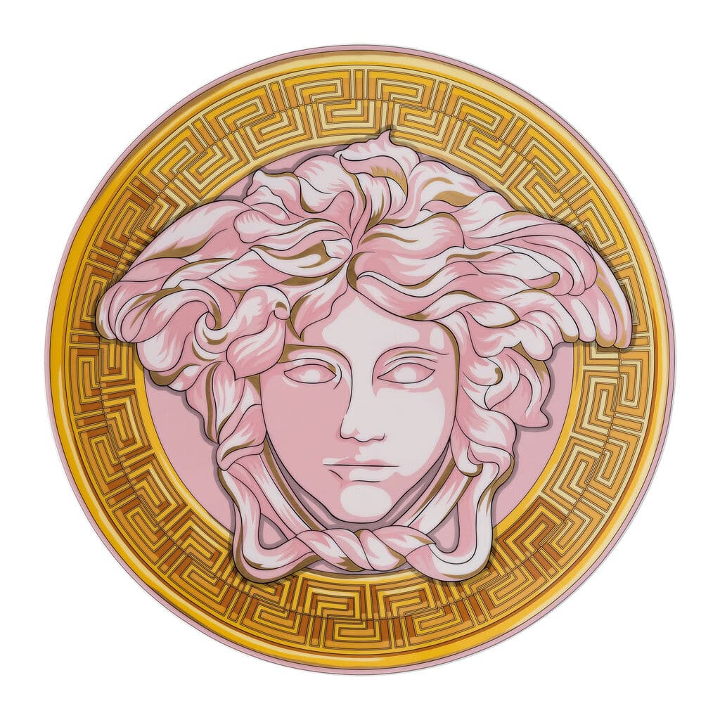Luxury Versace Medusa Amplified Pink Coin Service Plate 33 cm – Designer Porcelain Showplate