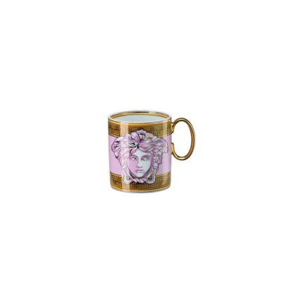 Versace Medusa Amplified Pink Coin Mug – Luxury Porcelain Mug with Handle, 300ml