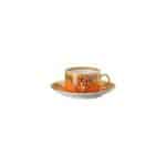 Versace Medusa Amplified Orange Coin Luxury Tea Cup and Saucer – Premium Porcelain Set