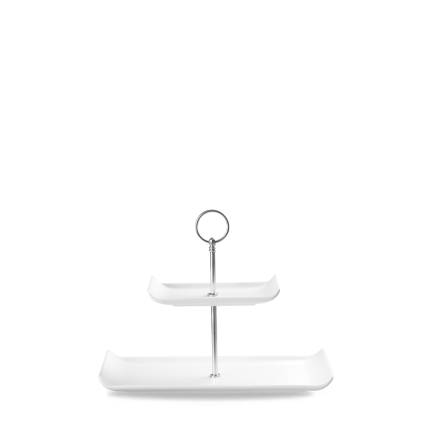 ALC  WHITE PLATE TWO TIER17cm