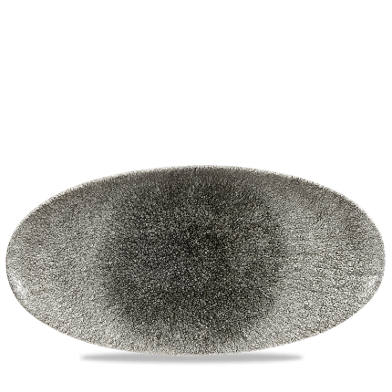 RAKU QUARTZ BLACK OVAL PLATE34
