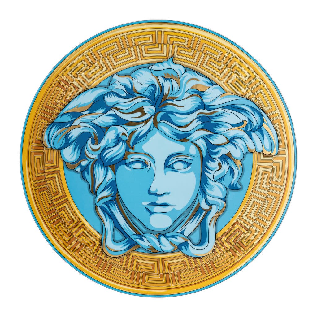 Versace Medusa Amplified Blue Coin Service Plate – 33 cm Luxury Porcelain