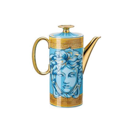 Versace Medusa Amplified Blue Coin Coffee Pot – 1.2 L Luxury Designer Porcelain