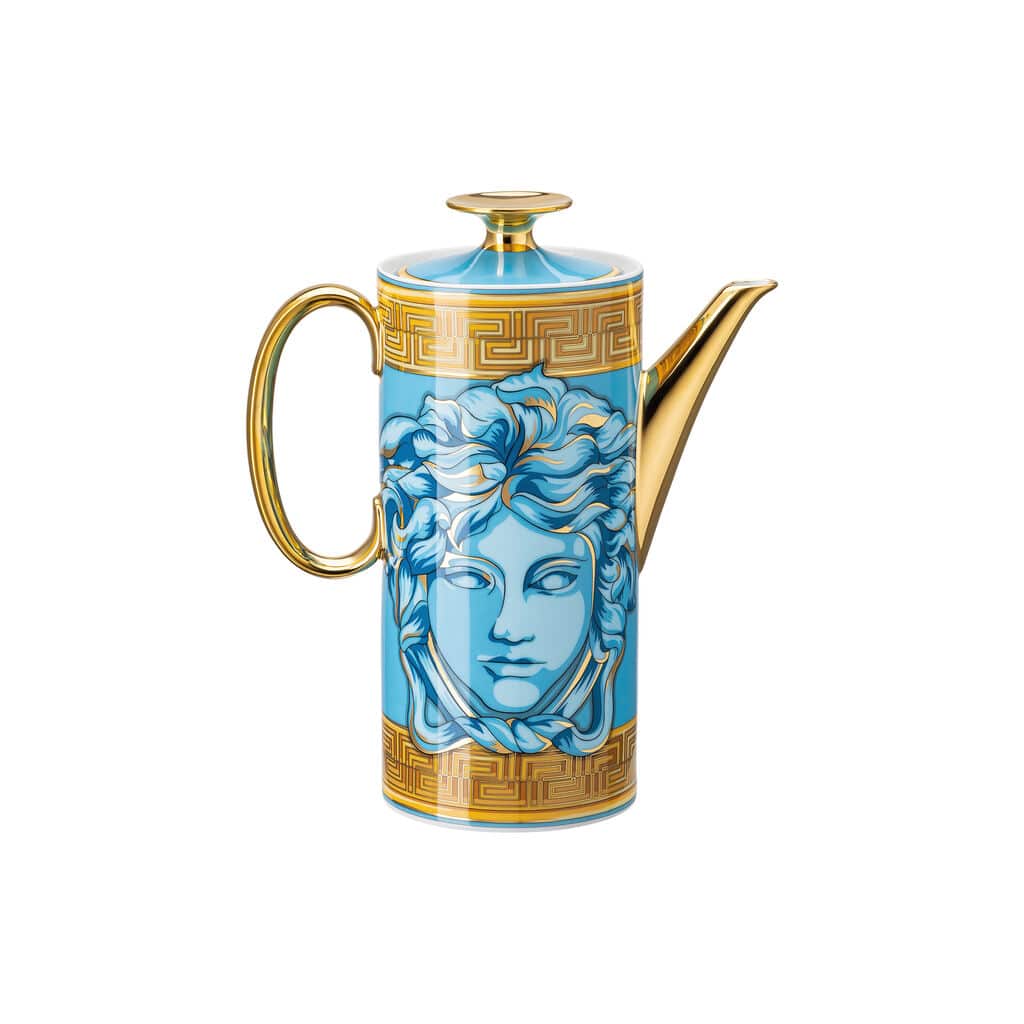 Versace Medusa Amplified Blue Coin Coffee Pot – 1.2 L Luxury Designer Porcelain