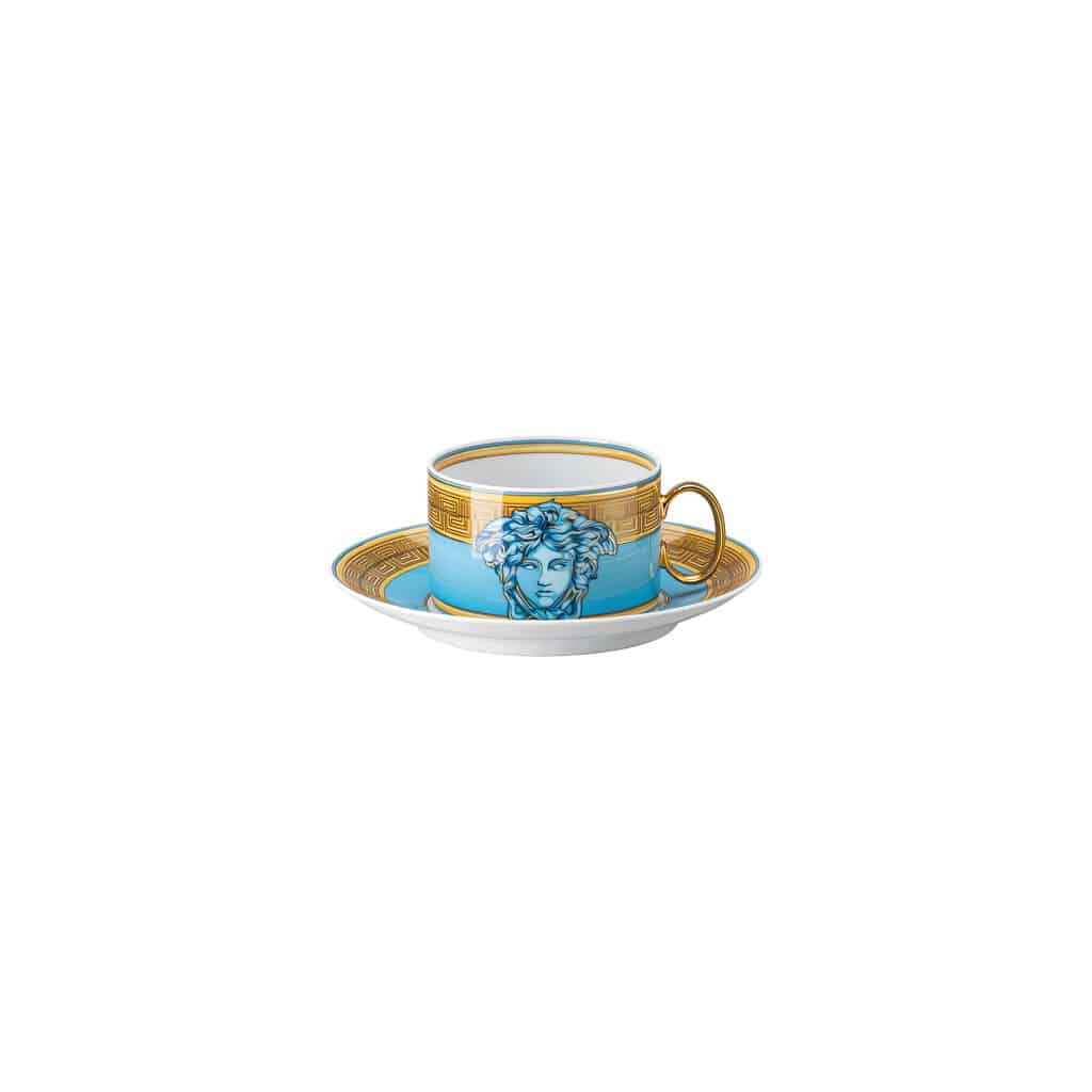 Versace Medusa Amplified Blue Coin luxury porcelain tea cup and saucer set