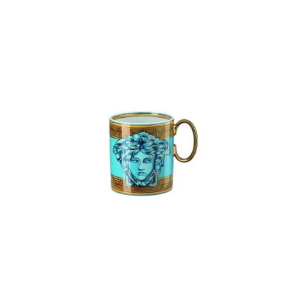 Luxury Versace Medusa Amplified Blue Coin porcelain mug with handle – 0.30L cylindrical design