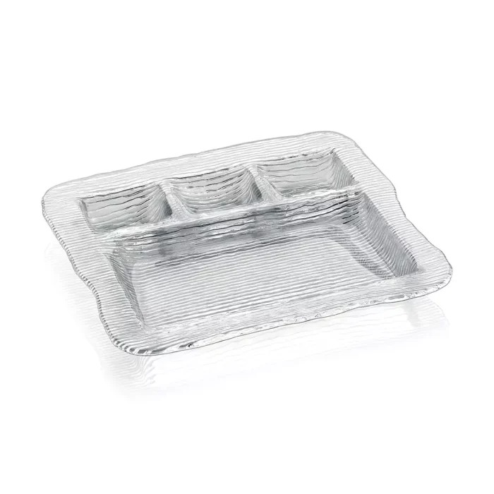 Luxury clear glass appetizer dish with 4 compartments by IVV – All-in-One Collection