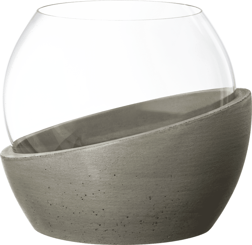 NewMoon luxury hurricane lamp - crystal glass with concrete base by Villeroy & Boch