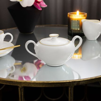 Villeroy & Boch Anmut Gold 290 ml White Sugar Bowl - Image 2