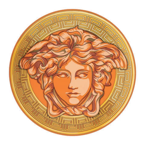 Versace Medusa Amplified Orange Coin Service Plate – 13 Inch Luxury Porcelain
