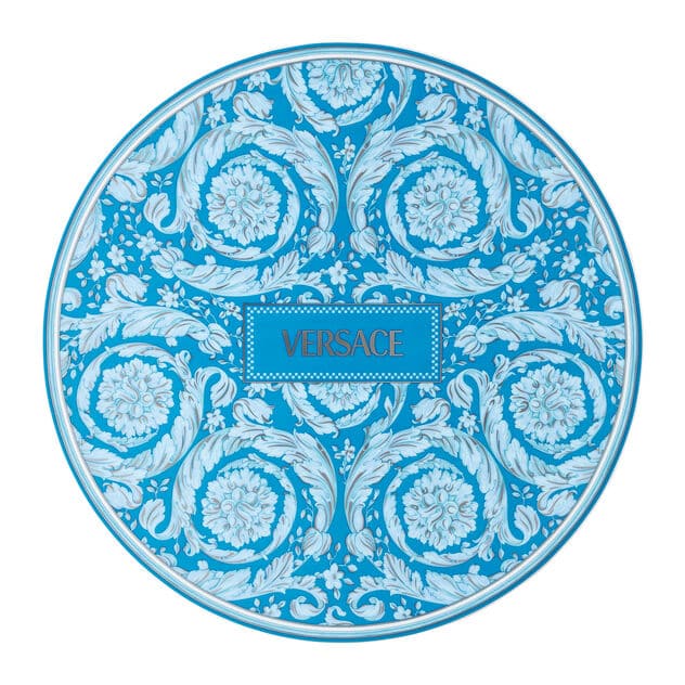Versace Barocco Teal Service Plate 33cm – Round Luxury Porcelain Showplate