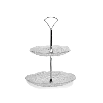 DIAMANTE 2-TIER TRAY STAND 24CM CLEAR